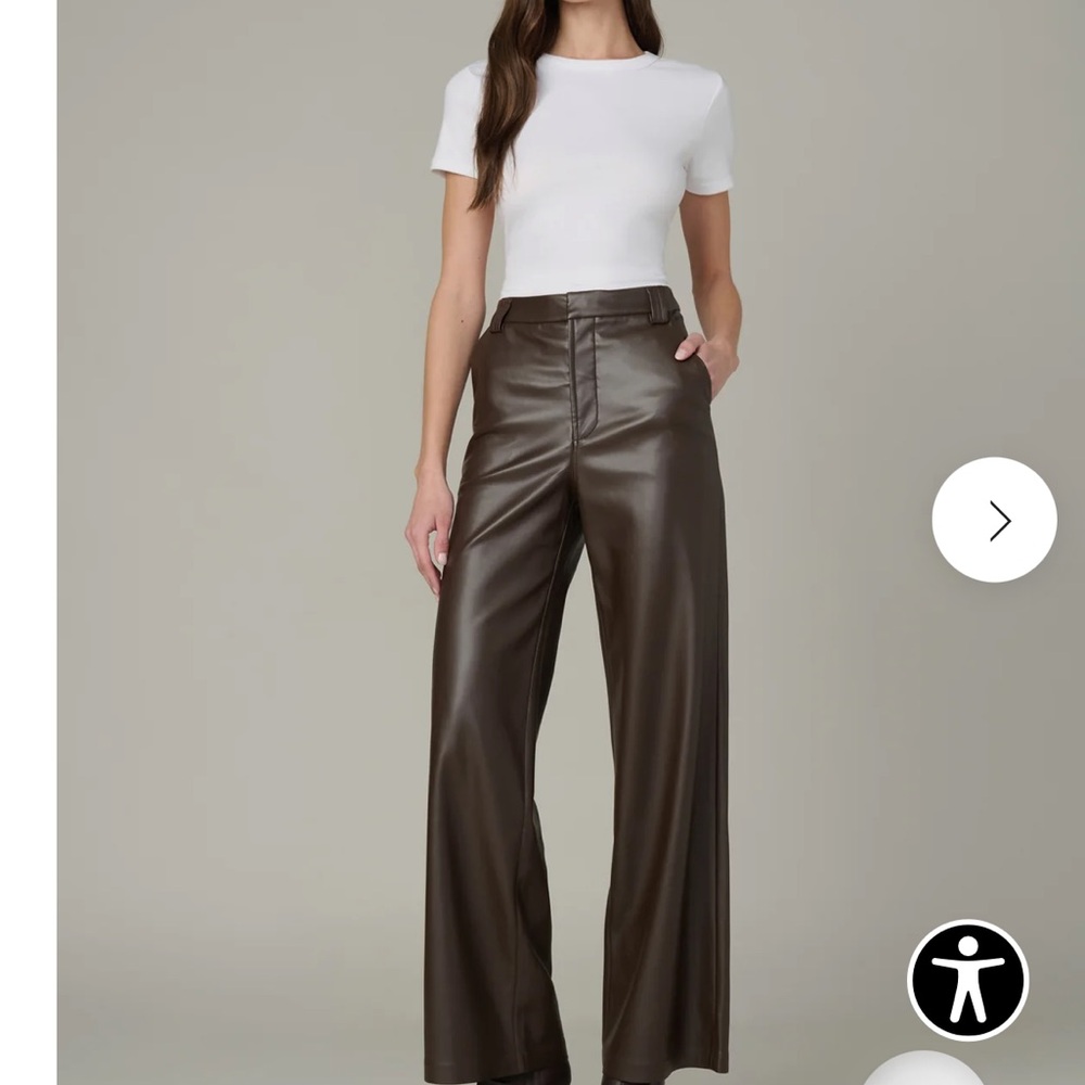 Joe's Jeans Dark Brown Mia Vegan Leather Wide-Leg Pants